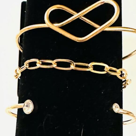 Gold Stack of 3 Bracelets - Picture 1 of 1